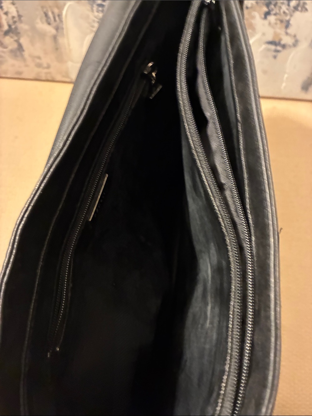 Vintage Perlina NYC Black Minimalist Messenger Satchel Genuine Leather - Picture 6 of 14